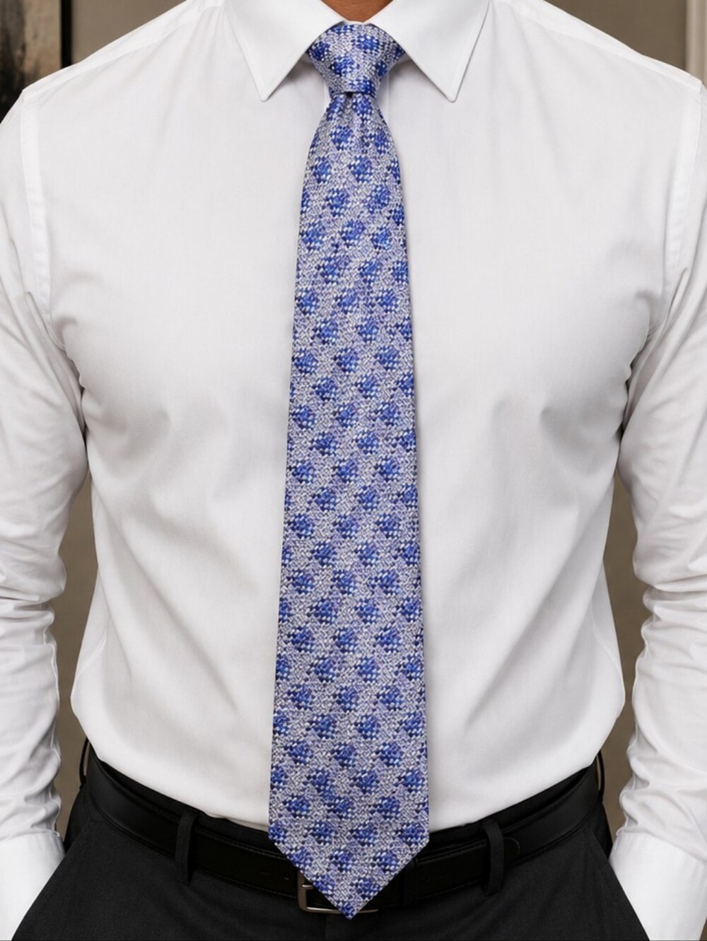 Missoni Italy 100% Silk Geometric Woven Tie Blue Silver - NWT